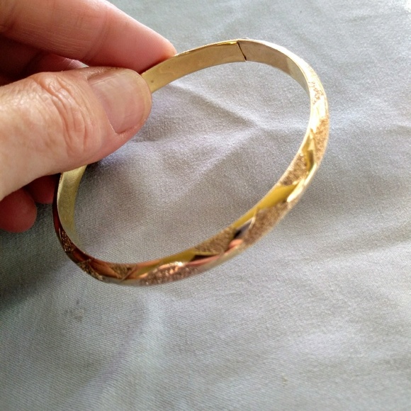 stamped Jewelry - 14k Gold Bangle Vermeil Sterling Silver 8 Grams